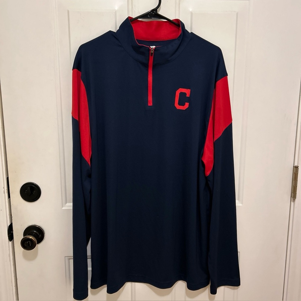 Cleveland Guardians Navy and Red Quarter-Zip Pullover Men’s XL - Picture 2 of 5